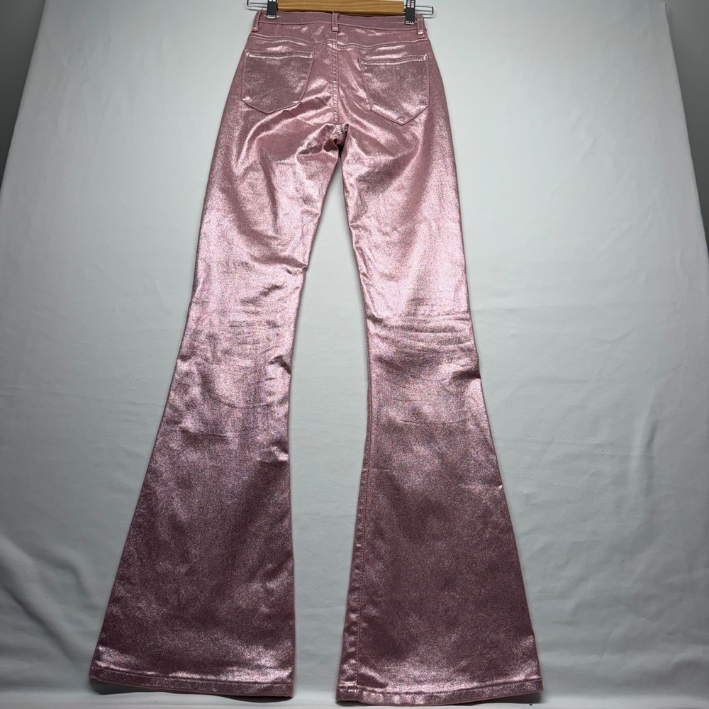 Edikted Pink Metallic Flare Pants Womens S Faux Leather Y2K Festival Disco - Picture 5 of 9